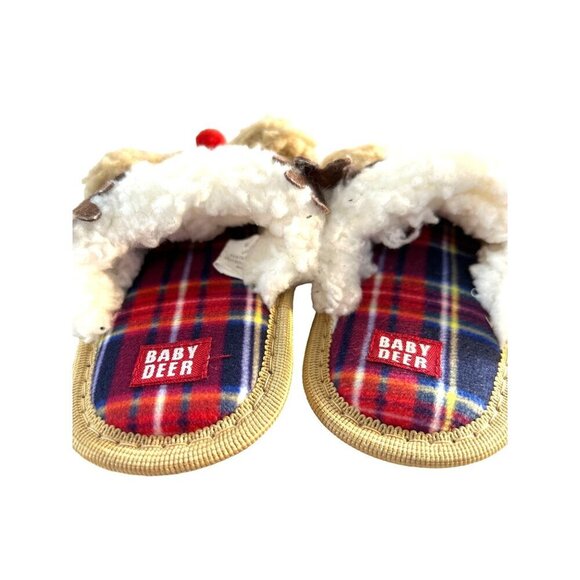 Baby Deer Toddler Girls Reindeer Christmas  Slippers Tan Size M 7 - Picture 2 of 5